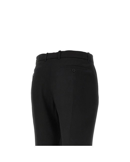 McQueen Black Grain De Poudre Wool Cropped Pants