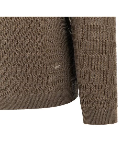 Emporio Armani Green Knitted Turtleneck With Logo Embroidery for men