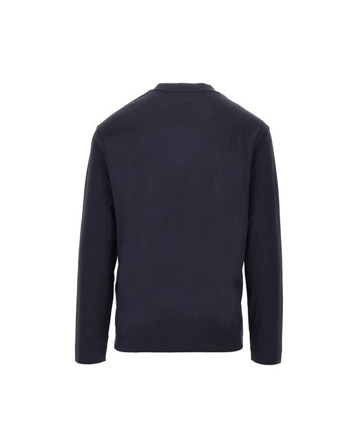 Emporio Armani Blue Stretch Jersey T-Shirt With Logo Embroidery for men