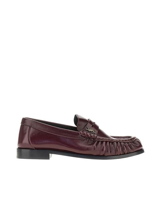 Saint Laurent Red Leather Loafers With Cassandre Logo 37