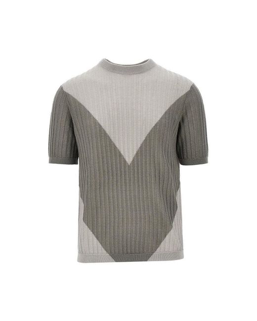 Emporio Armani Gray Embossed Knit T-Shirt for men