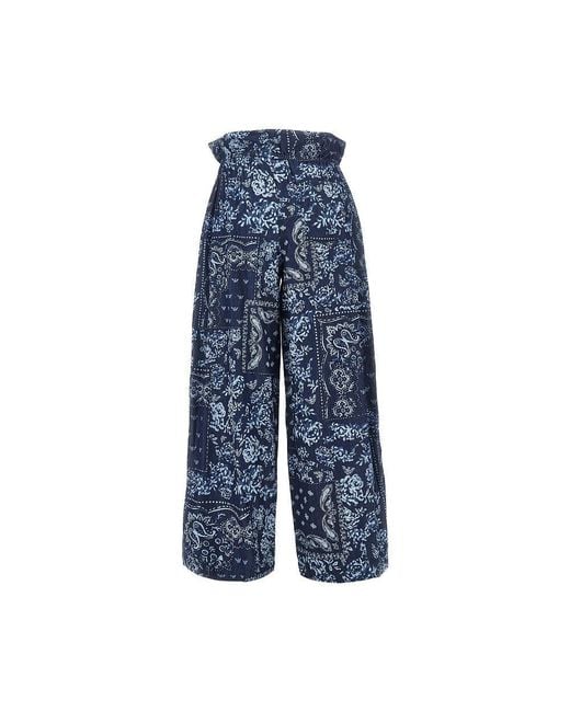 Emporio Armani Blue Bandana Print Chambray Pants