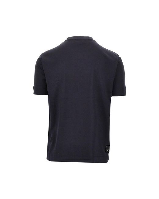 Emporio Armani Blue Lyocell And Cotton Blend T-Shirt With Logo for men