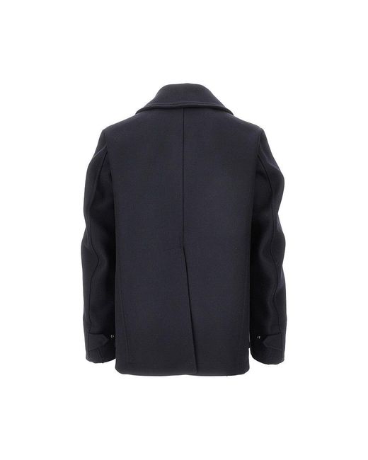 DSquared² Blue Wool-Blend Double-Breasted Peacoat for men