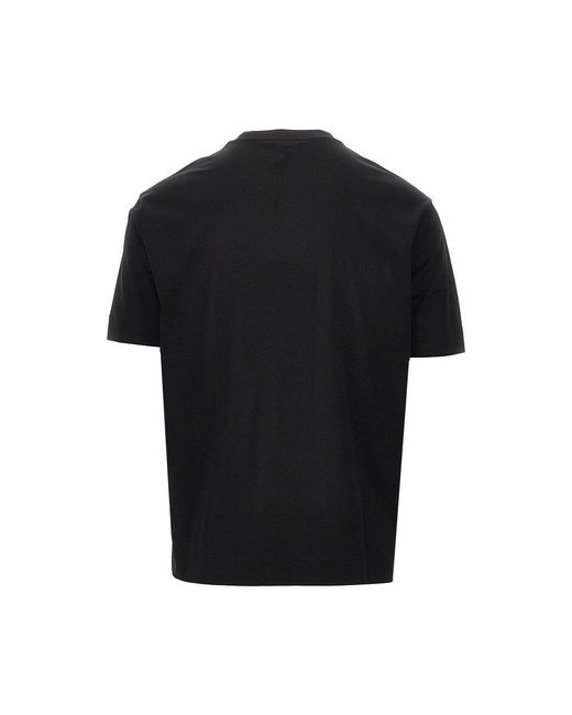 Emporio Armani Black Jersey T-Shirt With Logo Print for men