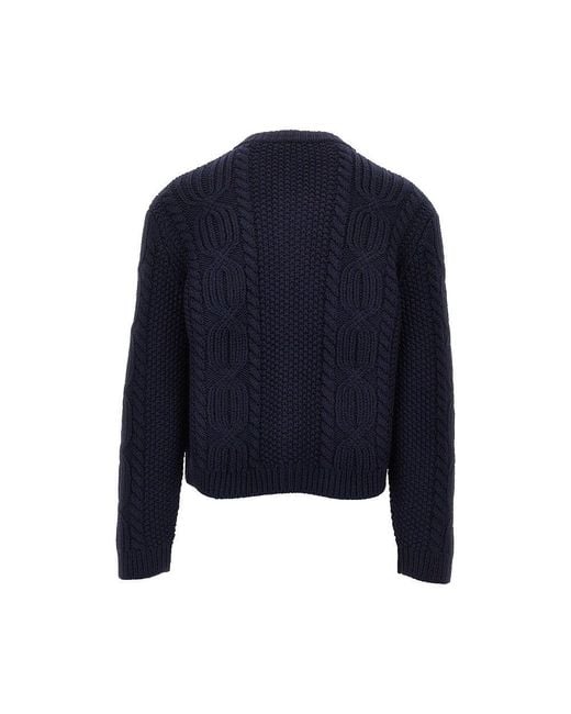 Saint Laurent Blue Wool Knitted Cardigan for men