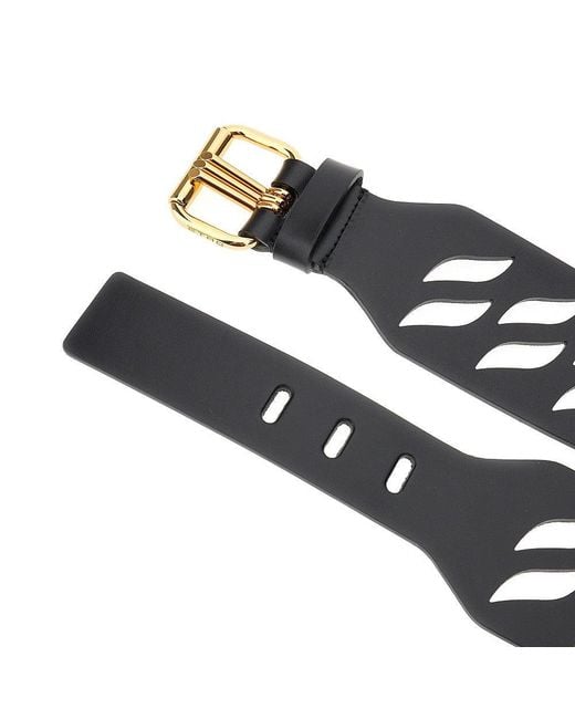 Etro Black Openworked Motif Leather Belt