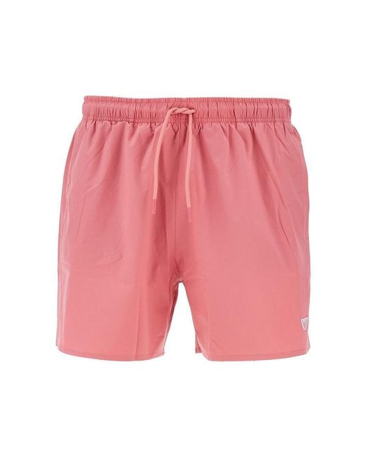 Emporio Armani Pink Eagle Patch Swimshorts for men