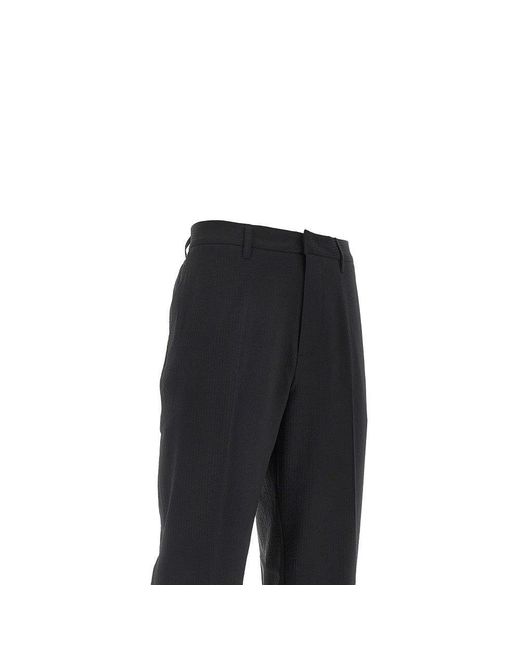 Emporio Armani Black Technical Seersucker Pants for men