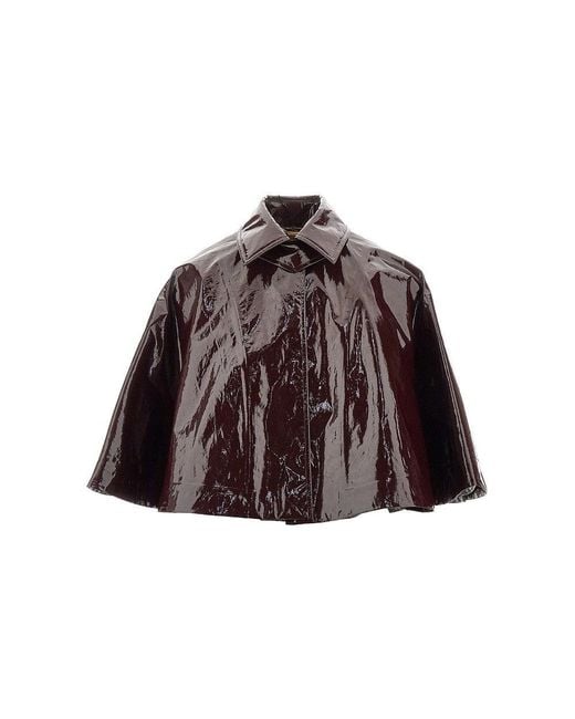 Chloé Brown Coated Cotton Short Cape