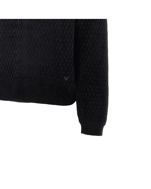 Emporio Armani Black Virgin Wool-Blend Sweater for men