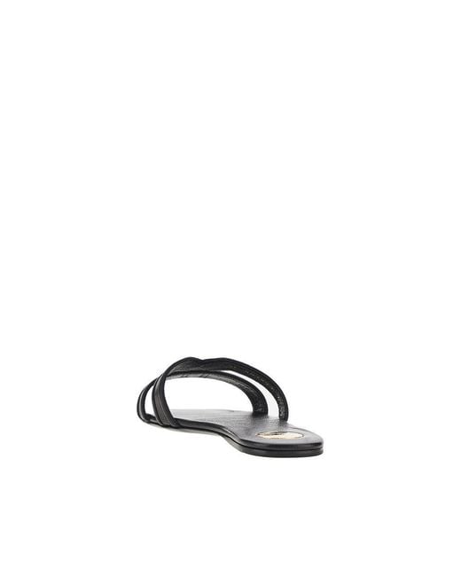 Saint Laurent Black 'Mabrouka' Leather Sandals