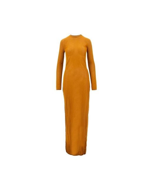 Saint Laurent Yellow Viscose Knit Long Dress