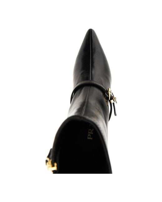 Prada Black Stretch Nappa Leather Ankle Boots