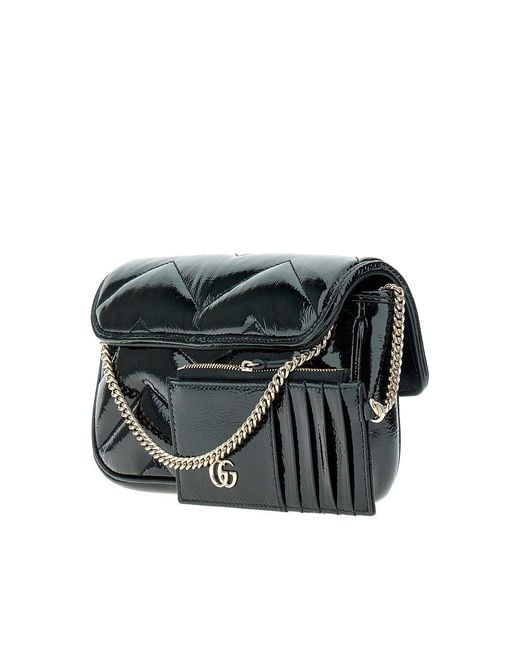 Gucci Black Gg Marmont Mini Bag With Cardholder