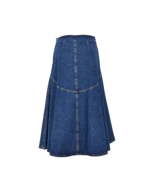 Weekend by Maxmara Blue Cotton Denim Long Skirt