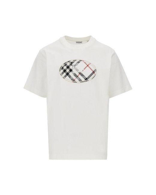 Burberry White 'Knight Stamp' Embroidery T-Shirt for men