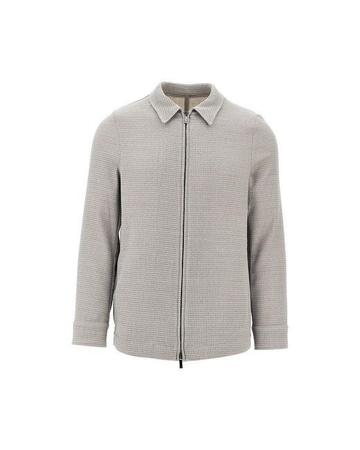 Emporio Armani Gray Waffle Jersey Jacket With Zip Closure for men