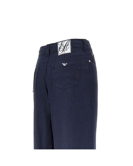 Emporio Armani Blue 'J14' Linen Pants
