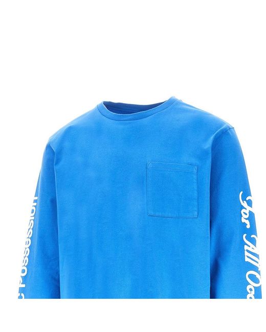 Public Possession Blue 'Mobile D J' Cotton T-Shirt for men
