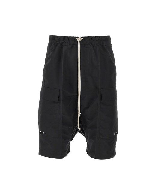Rick Owens Black Nylon Cargo Shorts for men