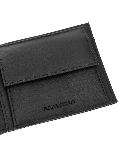 Emporio Armani Black Leather Bi-Fold Wallet for men