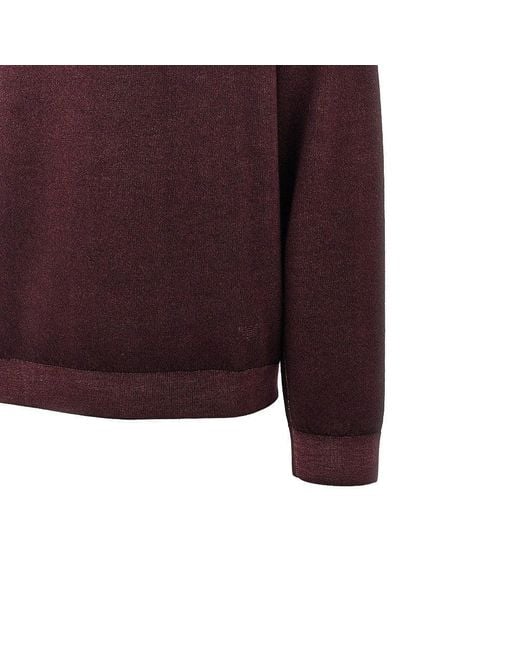 Emporio Armani Purple Garment Dyed Wool Crewneck Sweater for men