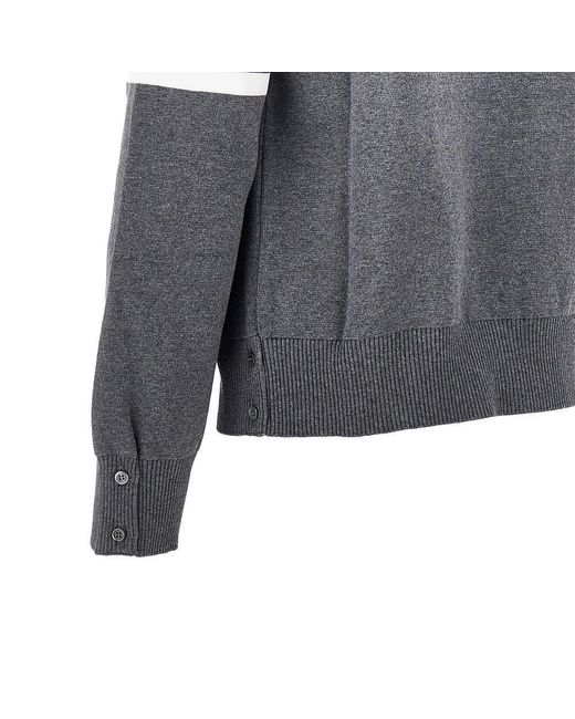 Thom Browne Gray Cotton Cardigan With 4 Bar Detail for men