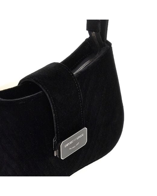 Emporio Armani Black Nappa Leather Mini Bowling Bag