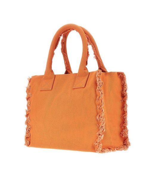 Pinko Orange Canvas Medium 'Beach' Shopping Bag