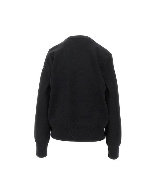 Moncler Black Wool And Padded Nylon Cardigan