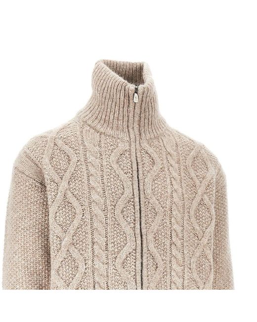 Piacenza 1733 Natural Cashmere-Blend Cable Knit Cardigan for men