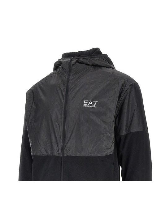 EA7 Black Vigor7 Full-Zip Sweatshirt for men
