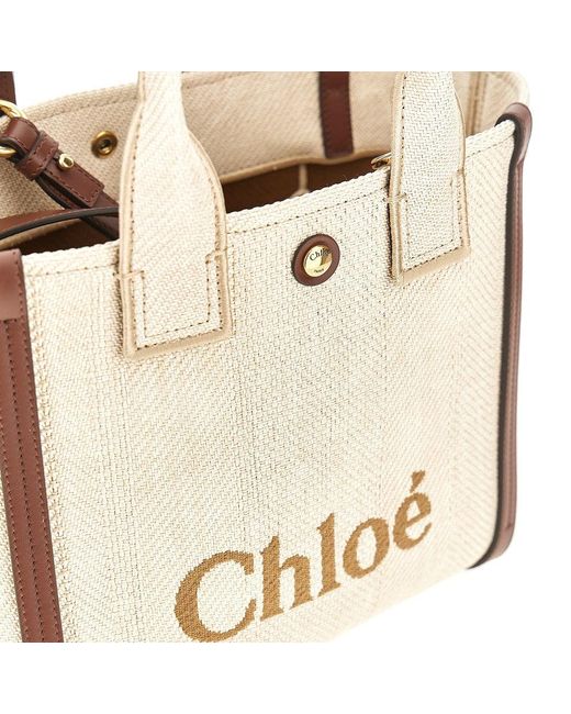 Tote Bag 'Chloé Carry' Piccola Effetto Rafia Donna di Chloé in Natural