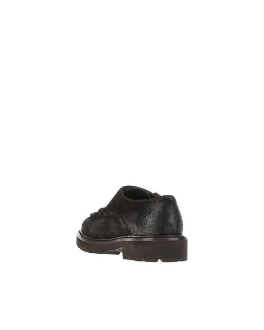 Doucal's Brown Suede Leather Double Monk Shoes for men