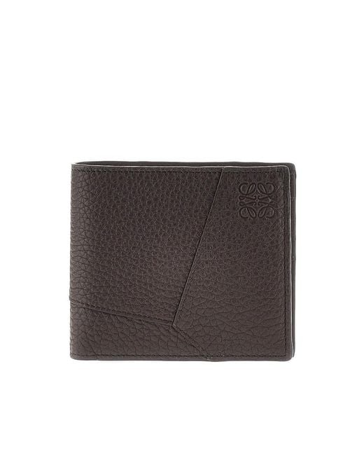 Loewe Brown Grained Leather 'Puzzle' Bi-Fold Wallet for men