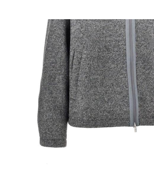 Herno Gray Wool-Blend Cloth Blouson Jacket for men