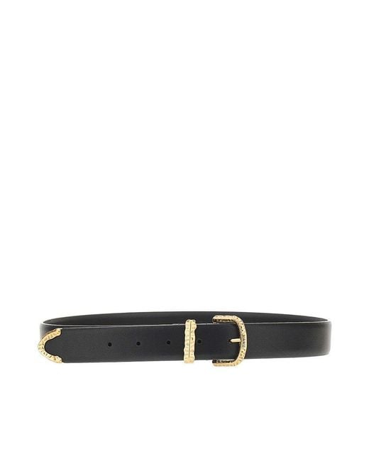 Pinko Black Hammered Buckle Leather Belt
