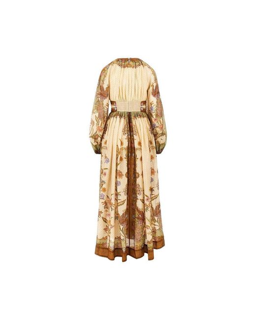 Zimmermann Metallic 'Indra' Cotton And Silk Long Dress