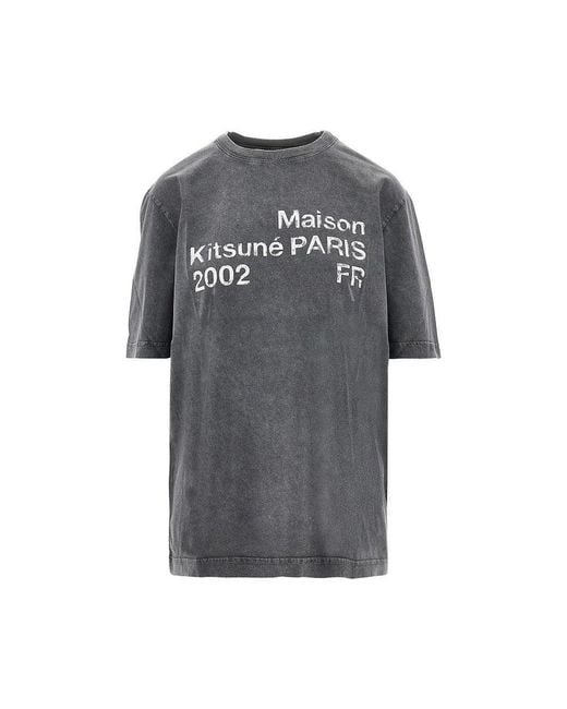 Maison Kitsuné Gray Maison Kitsuné Paris 2002 Print T-Shirt