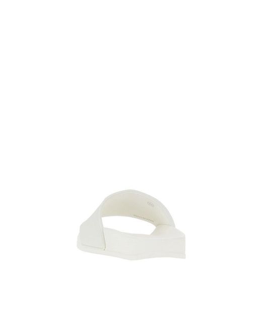 Pinko White Love Birds Logo Rubber Slides