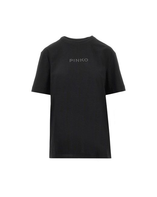 Pinko Black 'More Strass Less Stress' T-Shirt
