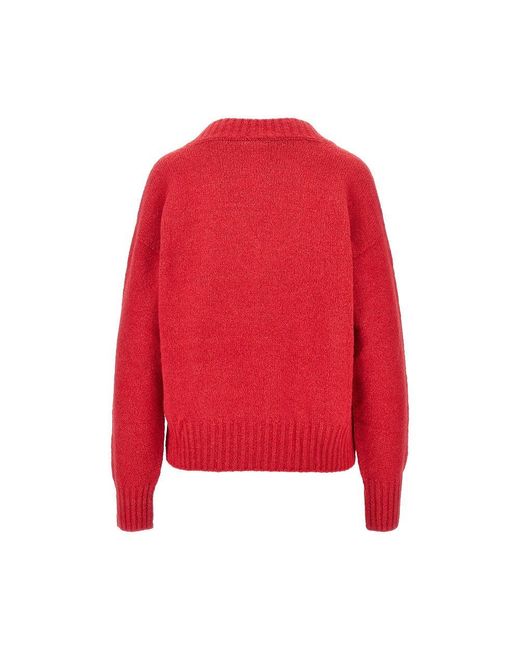 Weekend by Maxmara Red Alpaca Wool-Blend Knitted Sweater