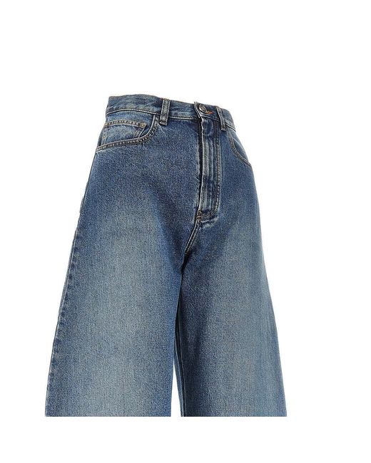 Alaïa Blue Stone Washed Denim Rounded Jeans