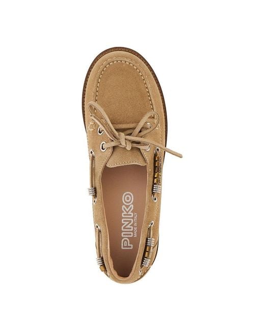 Pinko Brown Suede Leather Boat Shoes