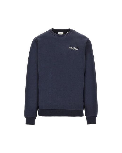 Les Deux Blue Cotton Sweatshirt With Logo Print for men