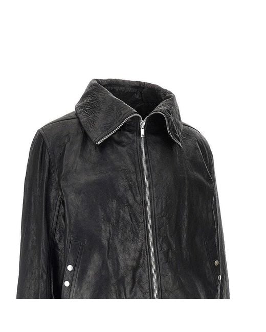 Rick Owens Black 'Dracuflight' Leather Bomber Jacket for men