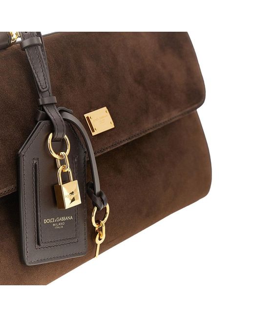 Dolce & Gabbana Brown Suede Leather 'My Sicily' Handbag