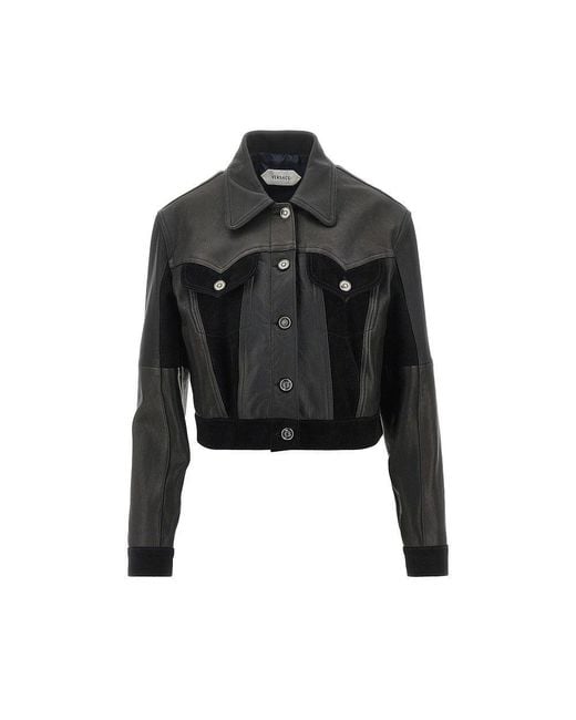 Versace Black Cropped Leather Jacket