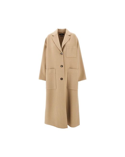 Weekend by Maxmara Natural Double Wool Blend Single-Breasted Coat